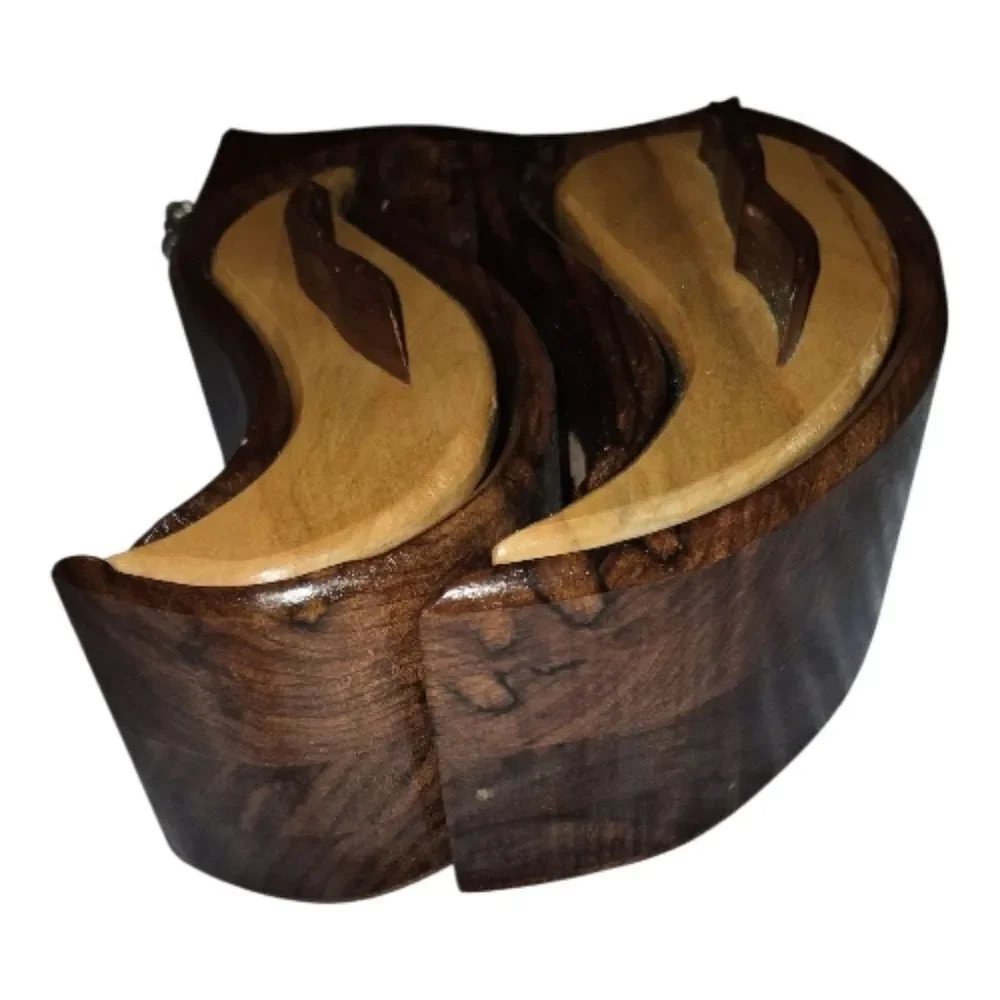 Handcrafted Walnut & Birch Two Tone Wooden Bandsaw Keepsake Jewelry Box